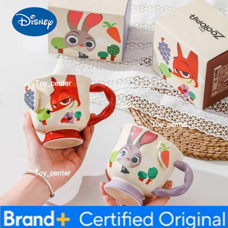 Disney Zootopia 2 Ceramic Judy Nick Kawaii Movie Figures Creative Office Breakfast Coffee Milk Mugs Kids Water Cup Couple Gifts H260205