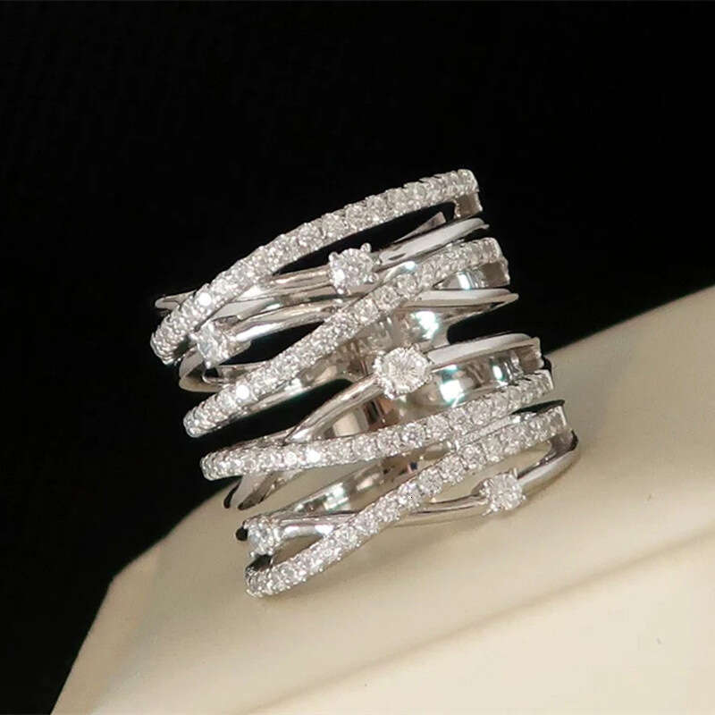 Sparkling Diamond-Studded Zirconia Ring Designed for Women's New Jewelry Collection Perfect for Ladies' Holiday Parties and Travel
