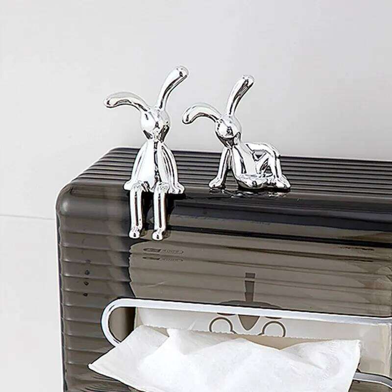 2PC Long-Eared Rabbit Double Statue Cartoon Accessories Living Room Bedroom Car Decoration Desktop Decorative Ornamet S260204