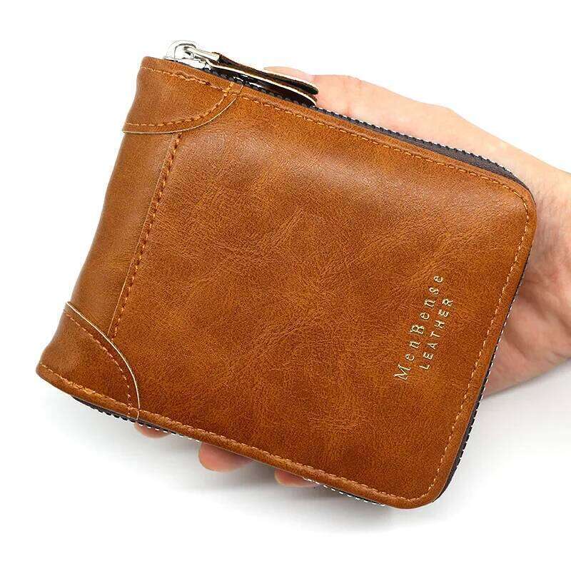 Short Small Zipper Wallet for Men Male Vintage Fashion Casual PU Leather Card Holder With Coin Pocket Coffee Black Brown Z260205