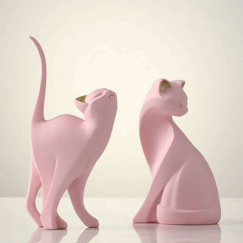 Resin Couples Cat Statues for Decorations Animal Figurine European Creative Wedding Gift Decorative Home Decor Sculpture S260204
