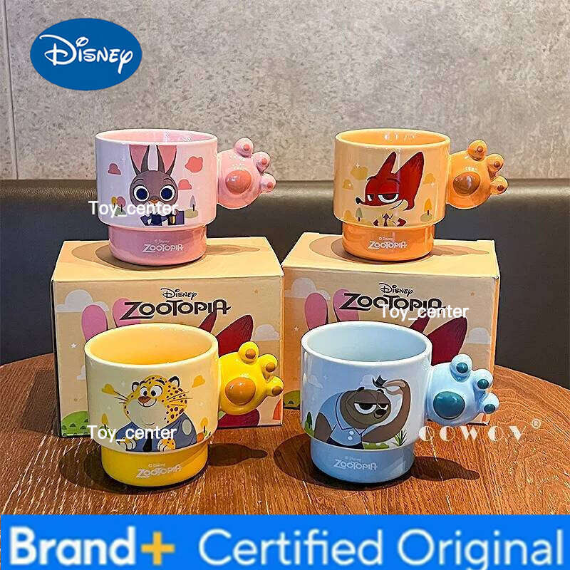 Disney Zootopia Ceramic Couple Water Cup Heat Insulation Handle Home Coffee Mug Box Packed Birthday Gift For Couples H260205