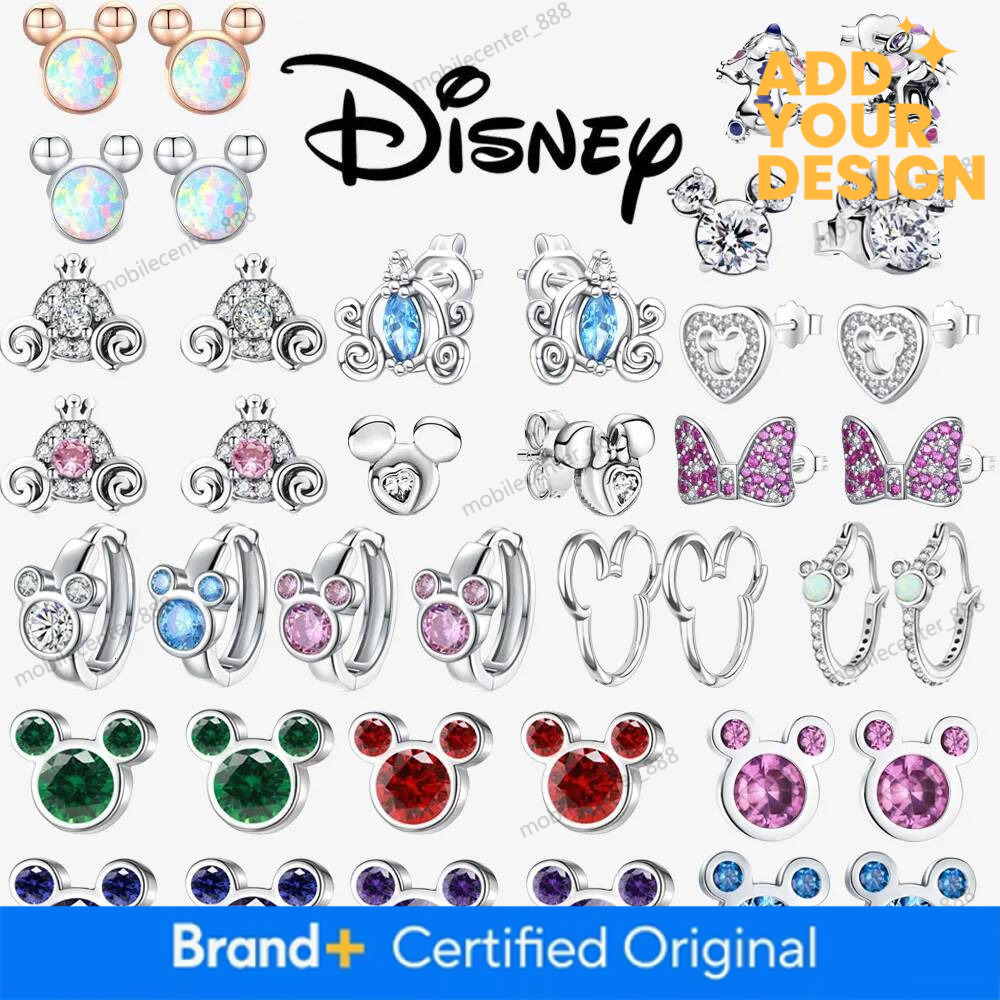 Designer Jewelry Original 925 Sterling Silver Disney Mickey Minnie Stitch plata de ley Ear Studs Earrings for Women luxury Jewelry Gifts