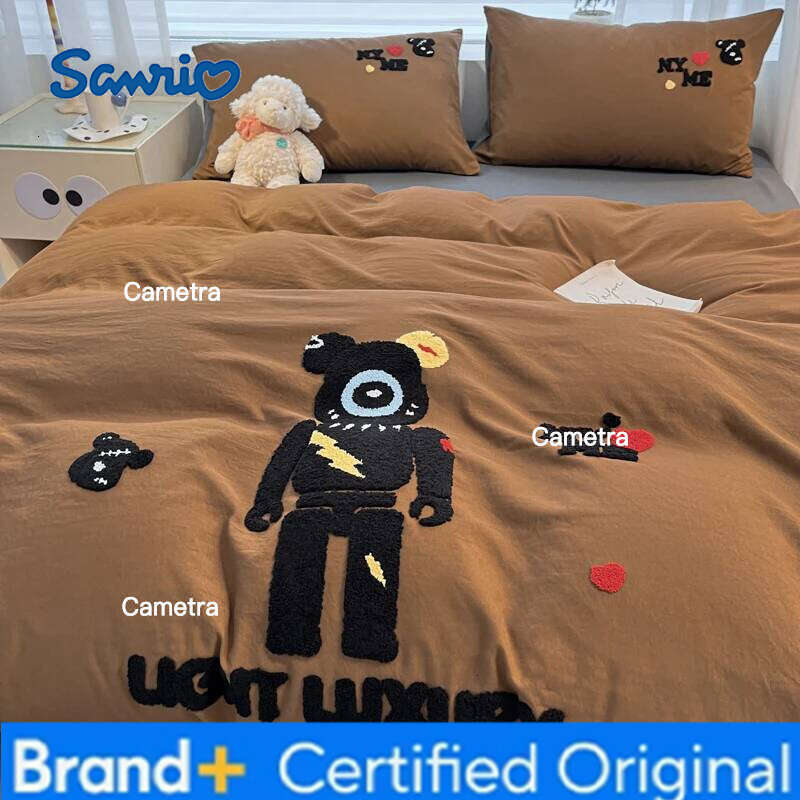 Sanrio Luxurious Touch Super Soft Water-Washed Cotton Towel Embroidered Duvet Cover Set with Pillowcases - Enhanced Comfort H260205