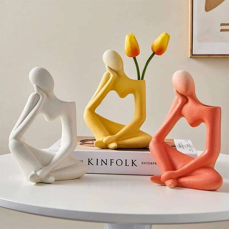 Ceramic Abstract Figure Sculpture Home Bedroom Decoration Accessories Living Room Christmas Modern Desk Decor Statue S260204