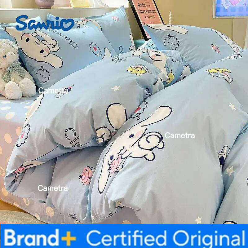 Sanrio Cinnamoroll 100% Four-piece Cartoon Series Cotton Kids Bed Sheet Quilt Cover Pillowcase 3-piece Set H2602051