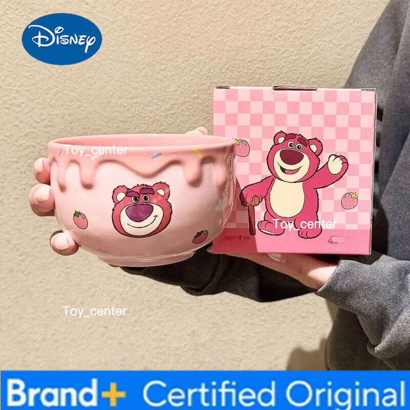 Disney Anime Strawberry Bear New style ceramic rice bowl plate cute dormitory Household use Desktop decorations take pictures H260205