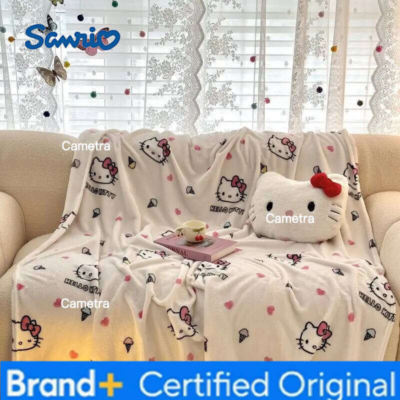 Sanrio Hellokitty Shawl Summer Air-conditioning Room Sofa Cartoon Kuromi Milk Fleece Office Nap Cover Blanket H260205