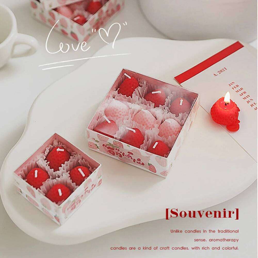 Strawberry Soy Wax Aromatherapy Scented Candles Cake Party Home Decoration Creative Birthday Gift S260204