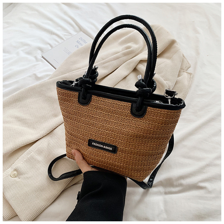 2026 New Summer Beach Bag Boho Woven Rattan Handbag for Women, Lazy Style Crossbody Shoulder Bag & Small Bucket Tote