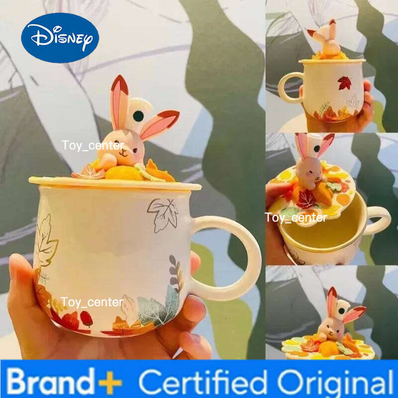 Disney New maple leaf forest autumn rabbit cute fox squirrel acorn ceramic cup set coffee with lid fall mug H260205