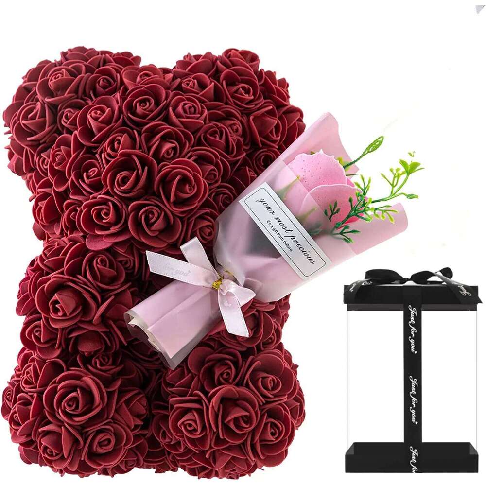 2024 New Artificial Flower Eternal Rose Teddy Bear for Mom Mother's Birthday Valentine's Day Anniversary Gifts & Decorations S260204