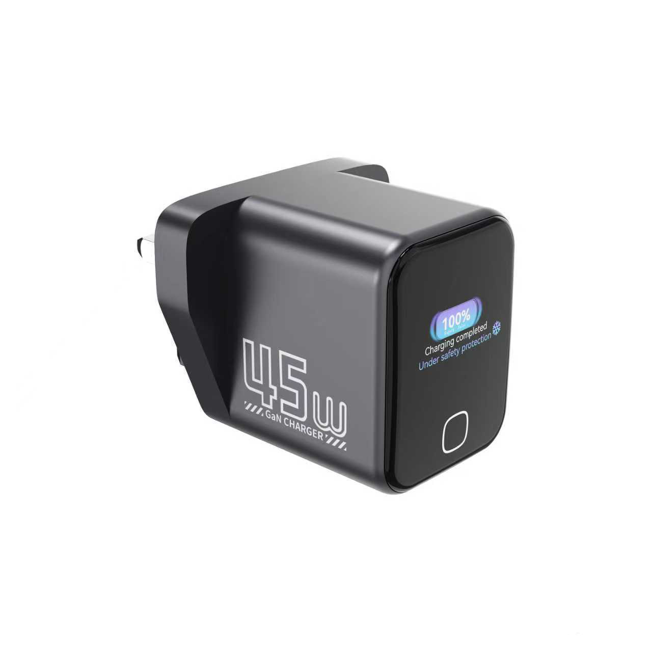 AI display screen 45W GaN Type C fast charger with US UK EU power plug for iphone/Samsung/iPad