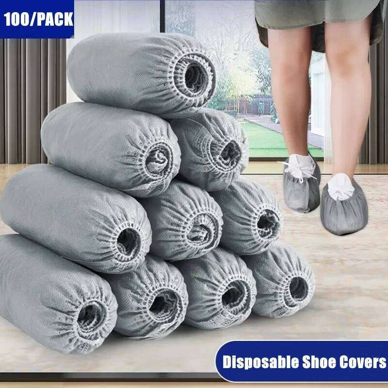 100PCS Disposable & Shoe Non-Woven Boot Booties Overshoes for Indoor Floor Carpet House Foot Protector Covers S260204
