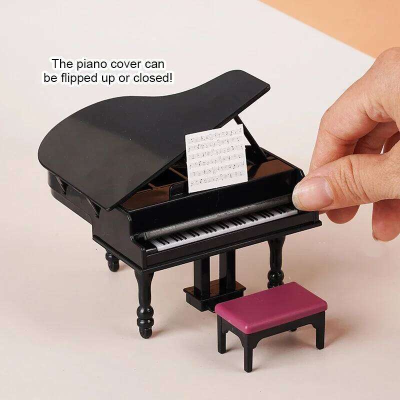 1:12 Dollhouse Miniature Piano Instrument Chair Model Living Room Furniture Decor Toy Doll Home Miniatures Landscape Accessories S260204