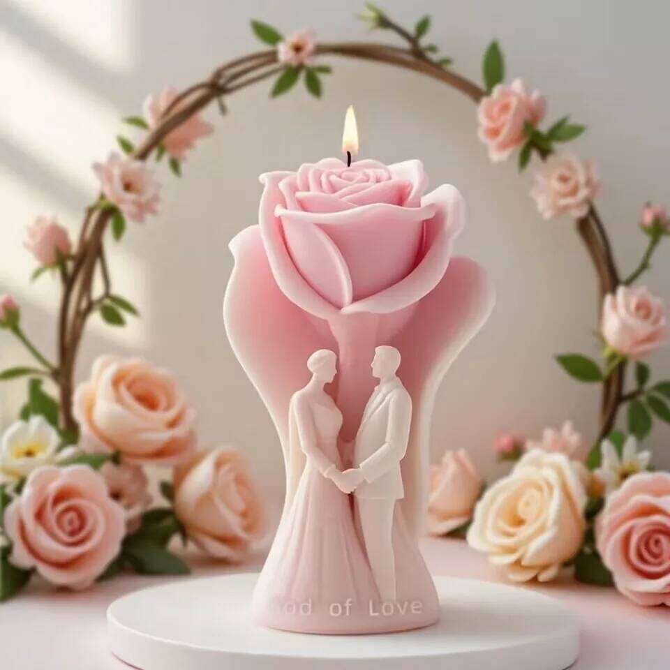 4Pcs Romantic Wedding Decoration Rose Couple Aromatherapy Candles Ins Creative Ornaments For Valentine's Day Gifts S260204