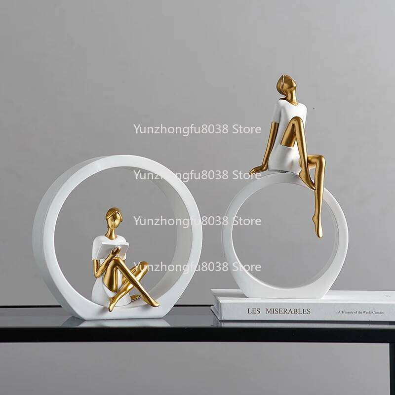 Home Decoration Reading Luxury Living Room Dining Table Ornament Resin Crafts Abstract Statue Office Desktop Accessories S260204