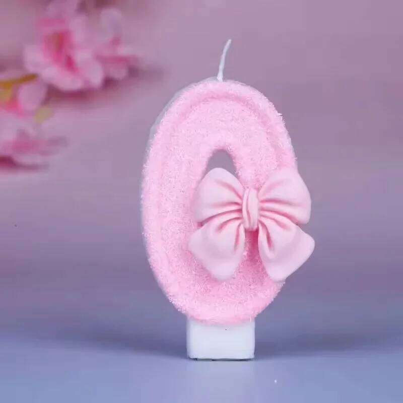 Creative 0-9 Number candles new girl pink bow With Birthday Party Anniversary Cake Decoration S260204