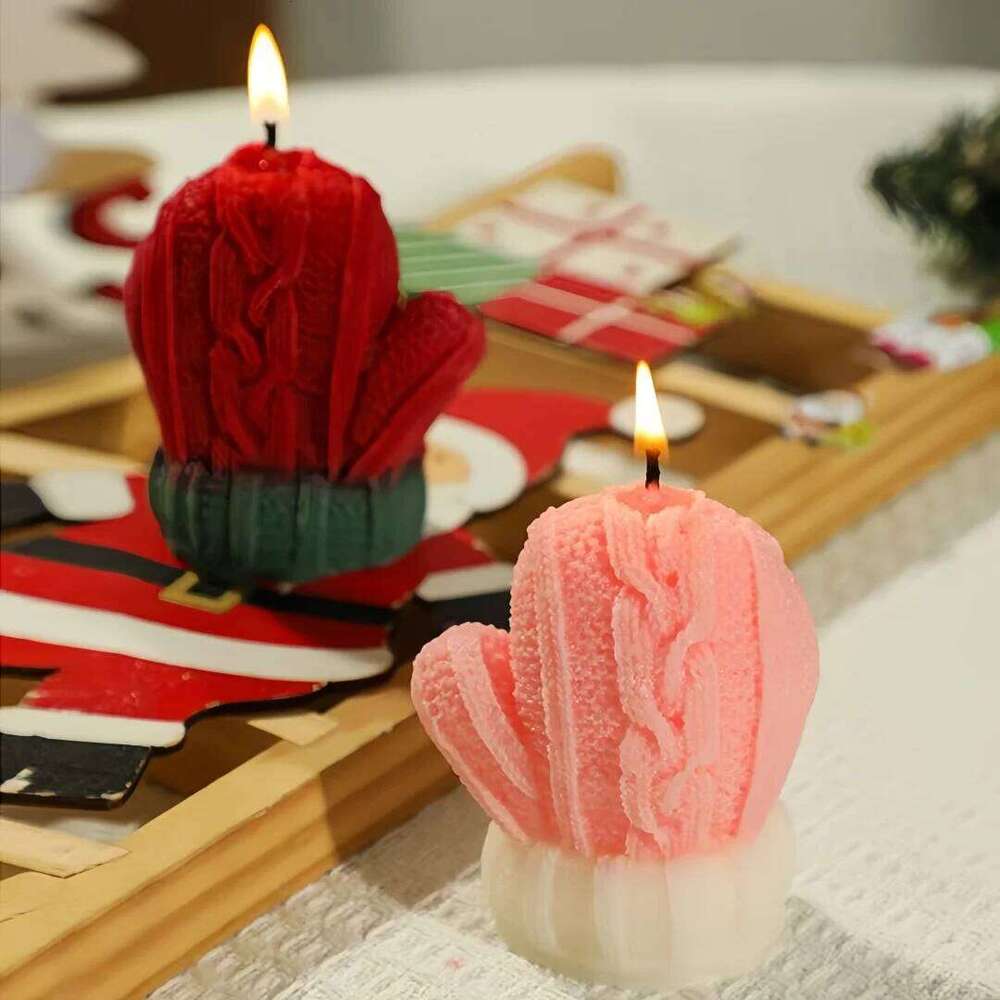 1/3PC Christmas Gloves Shaped Candles 3D Scented Candle Aromatherapy Soy Wax for Weddings Birthdays Home Festive Ambiance Decor S260204