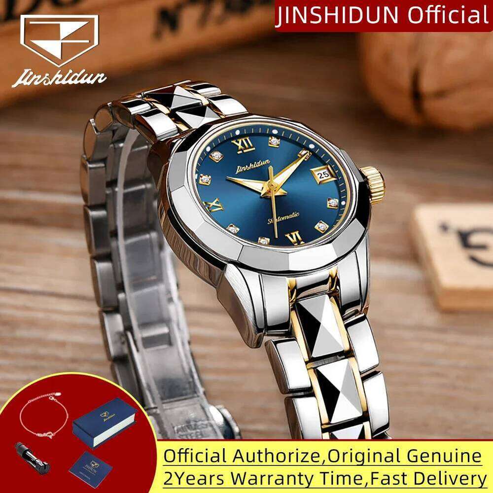 JSDUN 8813 Automatic Women's Watches Luxury Tungsten Steel Strap Calendar Waterproof Mechanical Wristwatches for Woman 26H0205