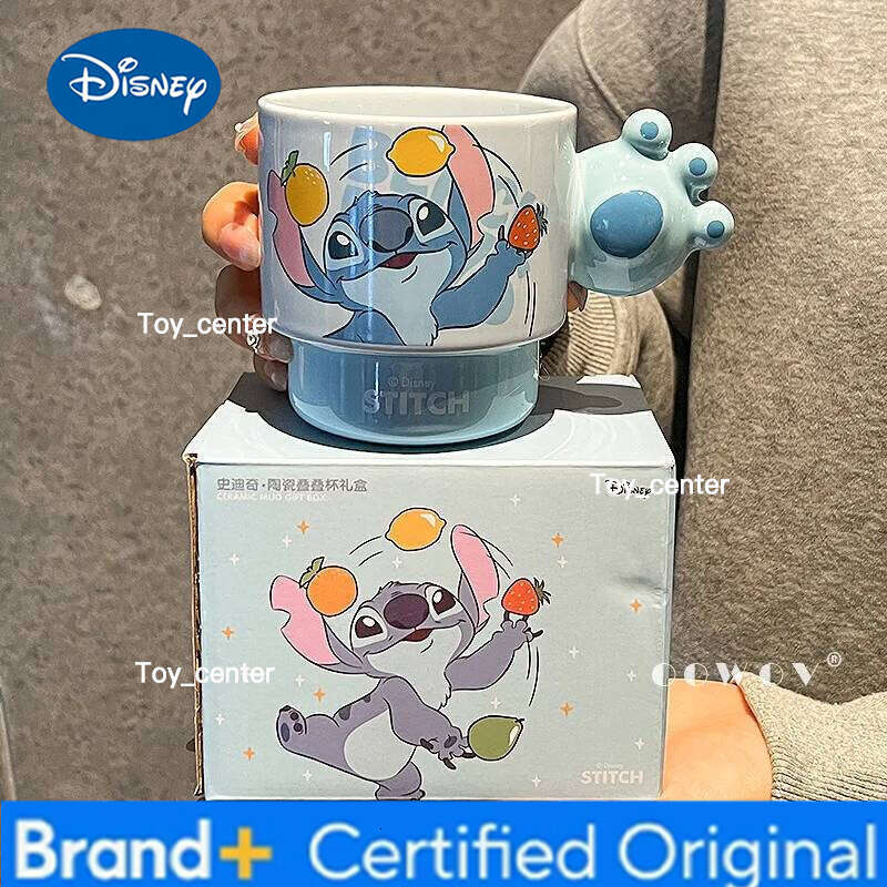 Disney Stitch Coffee Mug Anime Character Ceramic Stacked High Beauty Female Office Drinking Cup Suitable for Home Use Gifts H260205