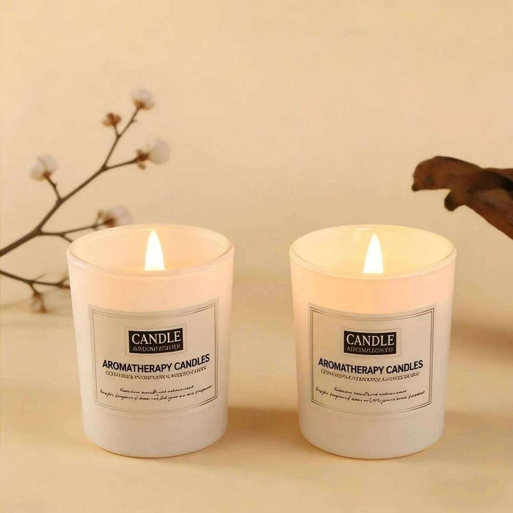 1pc Trendy Matte White Glass Cup Candle - Minimalist Scented Home Decor, Smokeless Aromatic for Living Room Office H260205