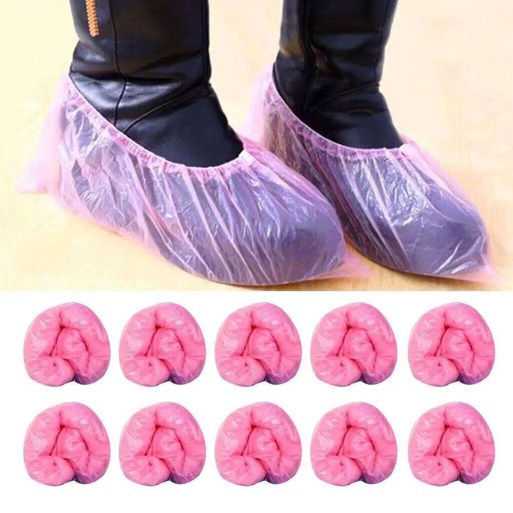 100Pcs Disposable Plastic Shoe Covers Cleaning Overshoes Protective S260204