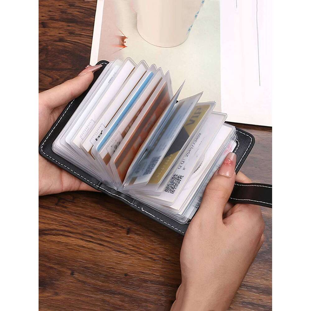 22 slot holders fashion PU leather coin anti demagnetization wallet organizer print/Houndstooth plaid card bag Z260205