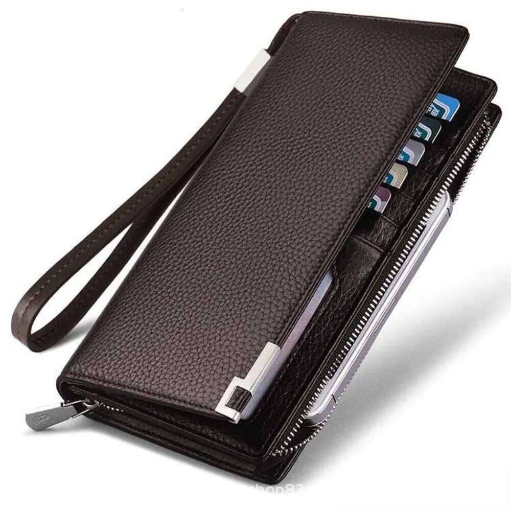 Men's Long Multi-card Slot Card Holder Business Wallet with Zipper Multi Functional PU Leather Coin Purse Man Gift Z260205