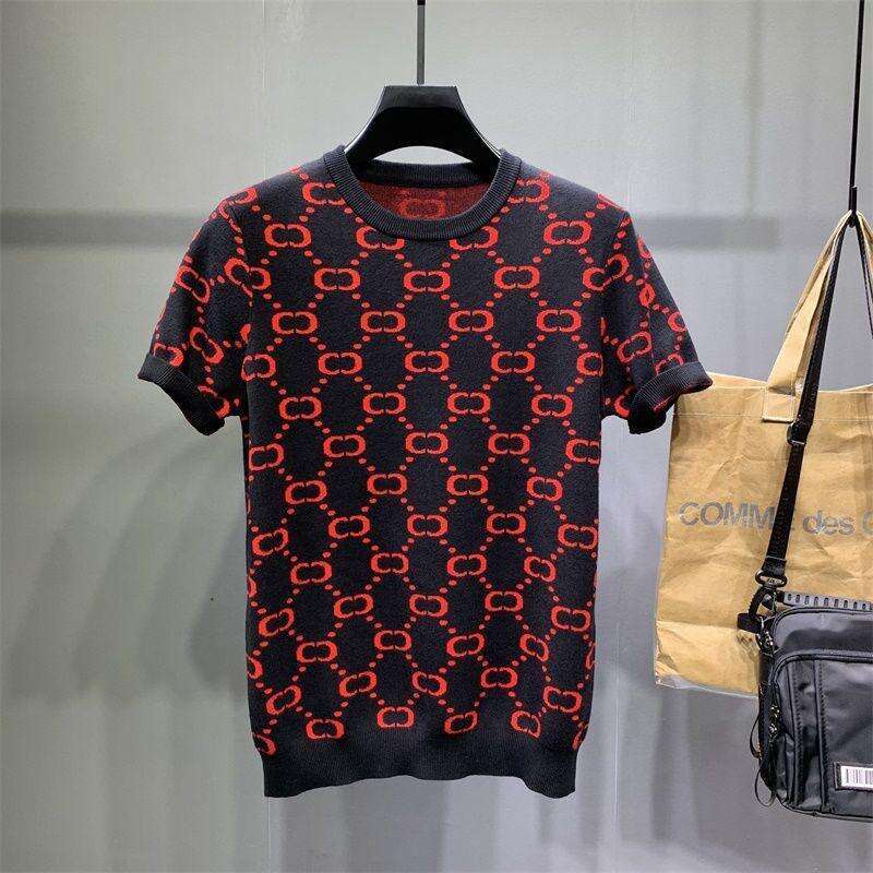 Men's Short Letter Jacquard High-End Autumn Winter Base Layer Top Youth Knitted Sweater Thickened Half Sleeve