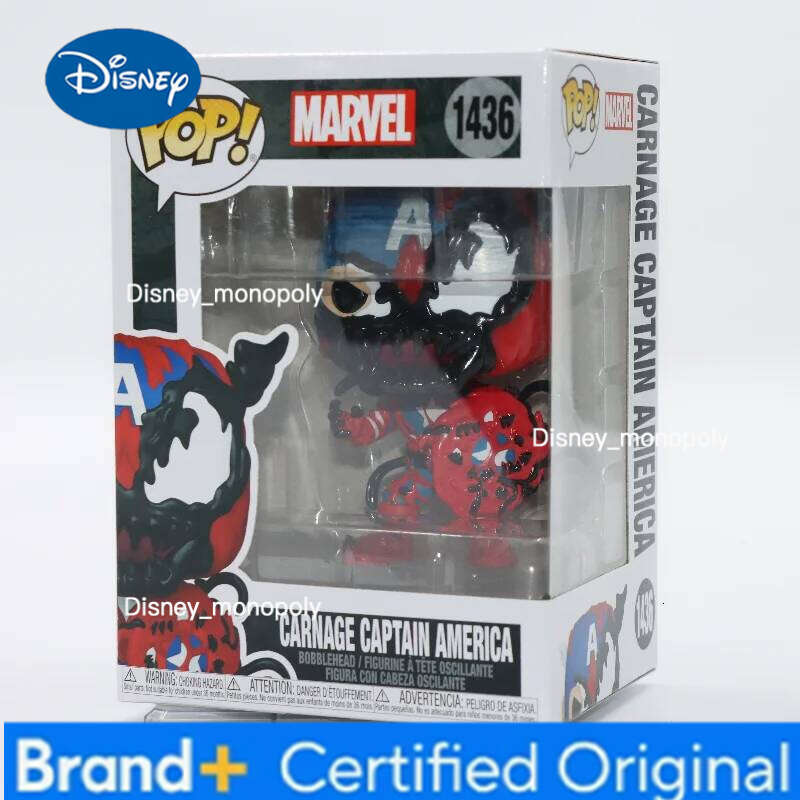 Disney Funko Pop Original MARVEL CARNAGE CAPTAIN AMERICA #1436 Action Figure Doll Toys Gift for Boys Collectible Desktop Model Decor H260205