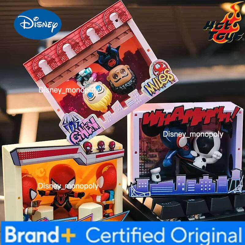 Disney Hot Toys Spiderman Across The Spider-Verse Cosbi Blind Box Collection Mini Figures Model Garage Desktop Ornament Christmas Gift H260205