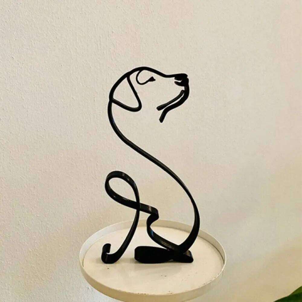 Wrought Iron Statue Abstract Bulldog Dachshund Labrador Chihuahua Pastoral Dog Ornament Animal Sculpture Art Figurine Crafts S260204