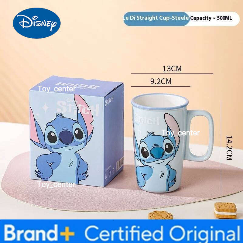 Disney Stitch Large-Capacity Mugs Cartoon Office Water High-Profile Milk for Household Straight Cups Toy Figurines H260205