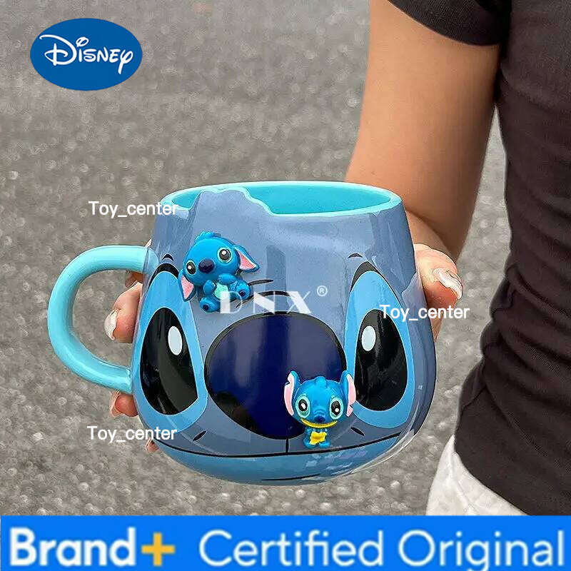 Disney Cute Stitch Male and Female Home Dormitory Portable Personality Cartoon Shape Non Slip Ceramic Water Cup Holiday Gifts H2602051