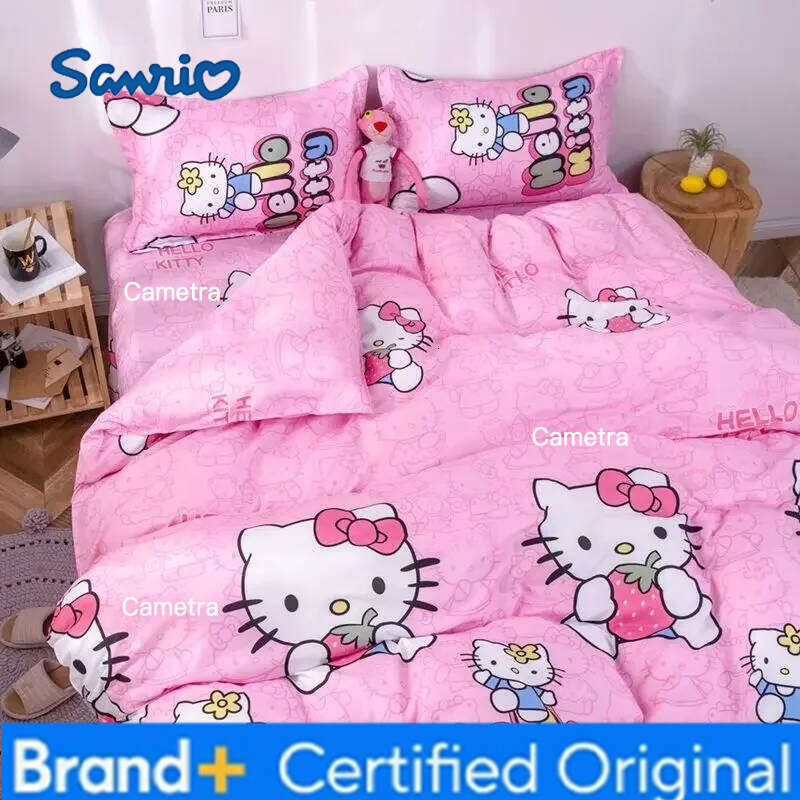 Sanrio cute bed sheet pillowcase girl boy bedsheet quilt duvet hello kitty bedding set Student dormitory cartoon Cup cover H260205