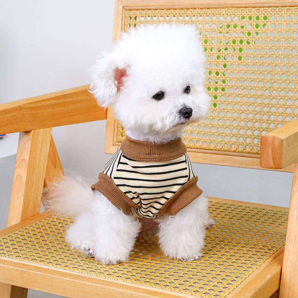 Vintage Small Vest Pet Clothes Dog Cat Anti-hair Loss Summer Sleeveless Coffee Striped Jumper 26Y0205