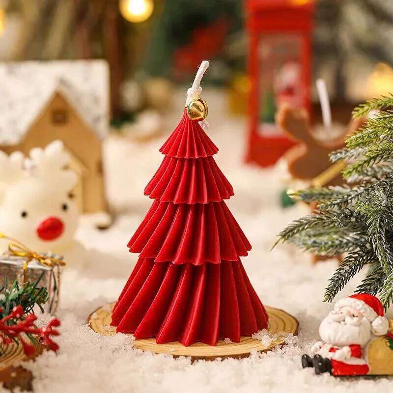 1pc 8X5cm Home Decoration Christmas Tree Soy Wax Desktop Ornaments Creative Souvenirs Cyclone Shape Aromatherapy Candles Gifts S260204