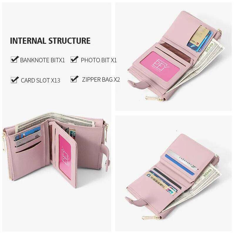 Fashionable Ladies Wallet Simple PU Coin Purse Multi-Slot Card Holder Zipper Clutch for Women Carteras Mujer Billeteras Dama Z260205