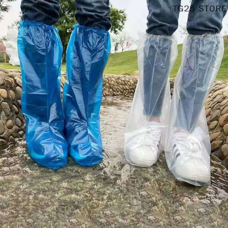 10Pcs Rainy Disposable Shoe Transparent Plastic Outdoor Thick Wear-resistant Waterproof Isolation Foot Covers S260204