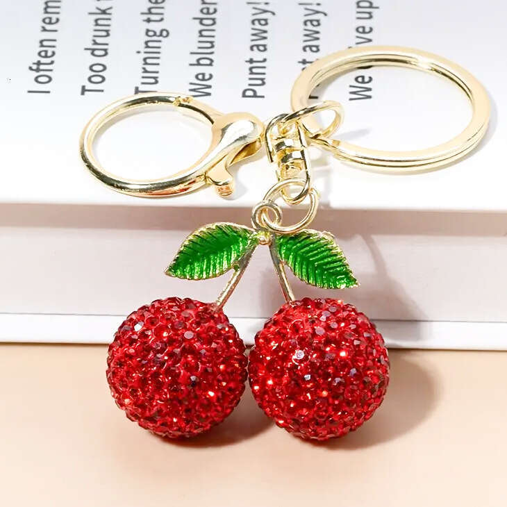 Hot-Selling Fashion Rhinestone Keychain Pendant Creative Fruit Alloy Cherry Bag Charm