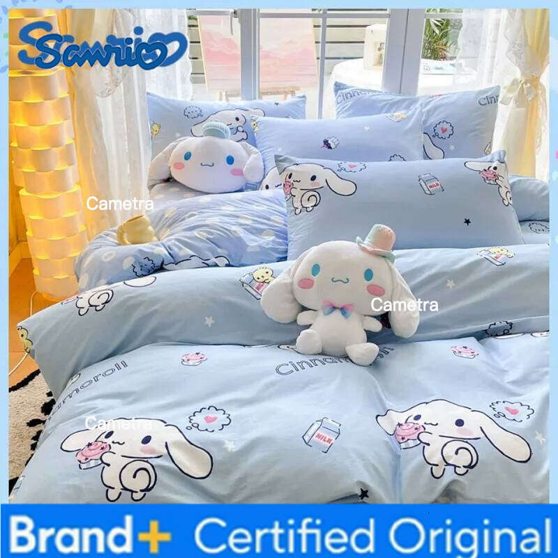 Sanrio Cartoon Of Four Cinnamoroll Kawaii Kuromi Home Four-piece Set Cute Cotton High-end Bed Sheet Quilt Cover H260205