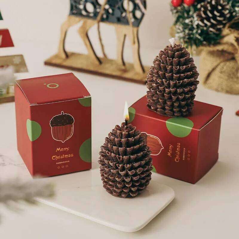 2PCS Christmas pine cone scented candle souvenir creative shooting props holiday gifts home decoration S260204