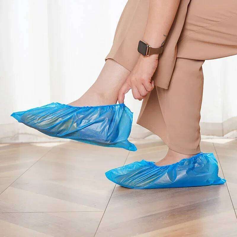 100pcs/Pack Plastic Disposable Waterproof Dustproof Thickened Foot Carpet Cleaning Shoe Cover S260204