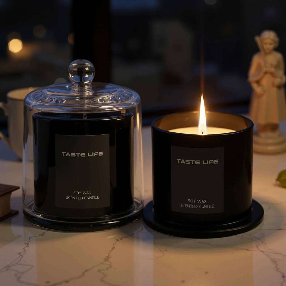 Premium Soy Wax Scented Candles with Glass Cloche, Smokeless Essential Oil Aromatherapy for Home Spa, Gift-Ready Decorative H260205