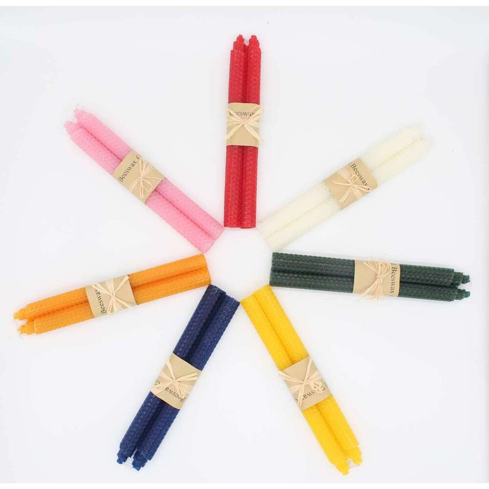 XIANGZHU Set of 14 Handmade Taper 9 Inch Smokeless Dripless Wax Candles, Beeswax Home Gift Ideas, Long Candle Sticks for Wedding,Dinner S260204