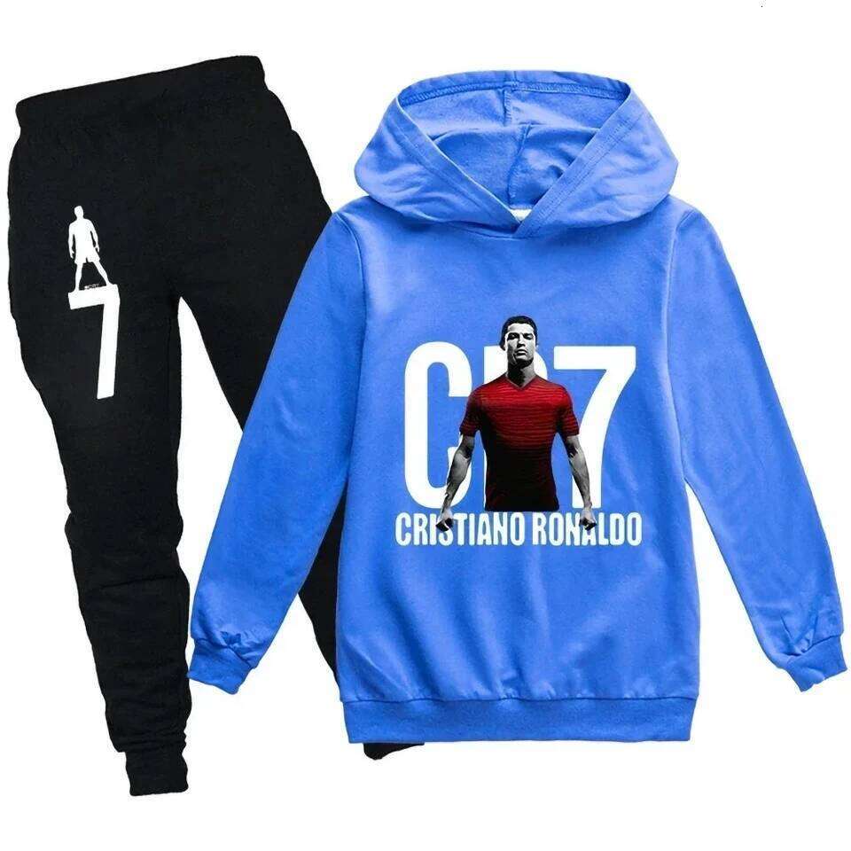 3-12 Years Spring Autumn Football CR7 Print Hoodie +Pants Suit Boy Sweatshirt 2pcs Sets Children Set Trousers Suits Kid Clothes X260205 - view 4