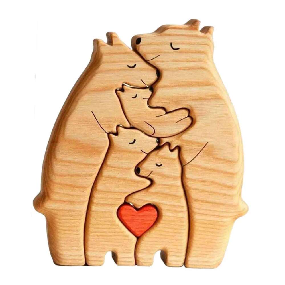 Bear Theme Art Wooden Sculpture DIY Cute Family Member of Bears Puzzle Home Desktop Decor Mothers Day Gift S260204