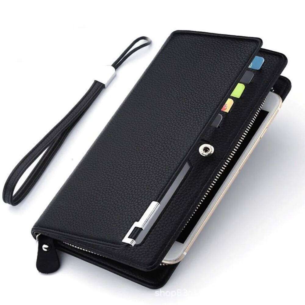 Men's Long Multi-card Slot Card Holder Business Wallet with Zipper Multi Functional PU Leather Coin Purse Man Gift Z260205