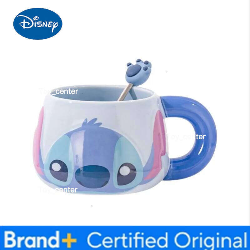 Disney Stidzi Big Belly Mug Gift Box Set Spoon High Aesthetic Creative Mugs With Lid Anime Themed Ceramic Cup H260205